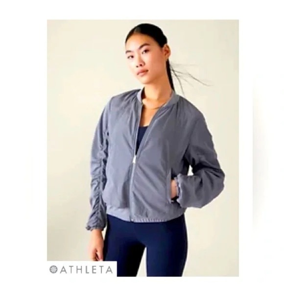 Athleta Jackets & Blazers - Athleta‎ Women's Blue Lightweight Bomber Jacket Full Zip Athletic Casual Size S